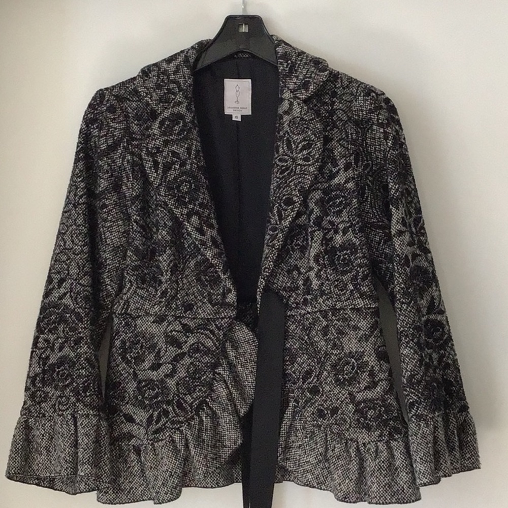 Black floral velvet blazer